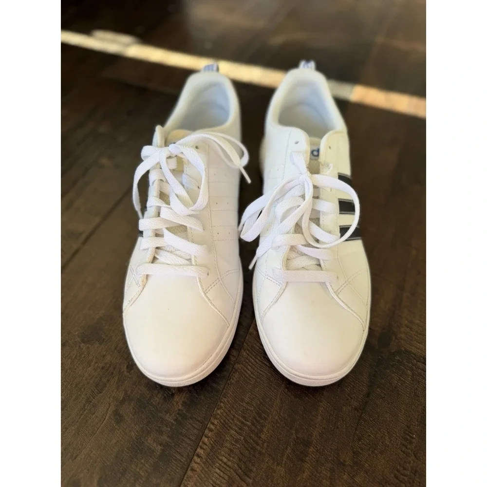 ADIDAS VS ADVANTAGE LEATHER LOW‎ SNEAKERS SPORT MEN SHOES WHITE/BLACK SIZE 11
